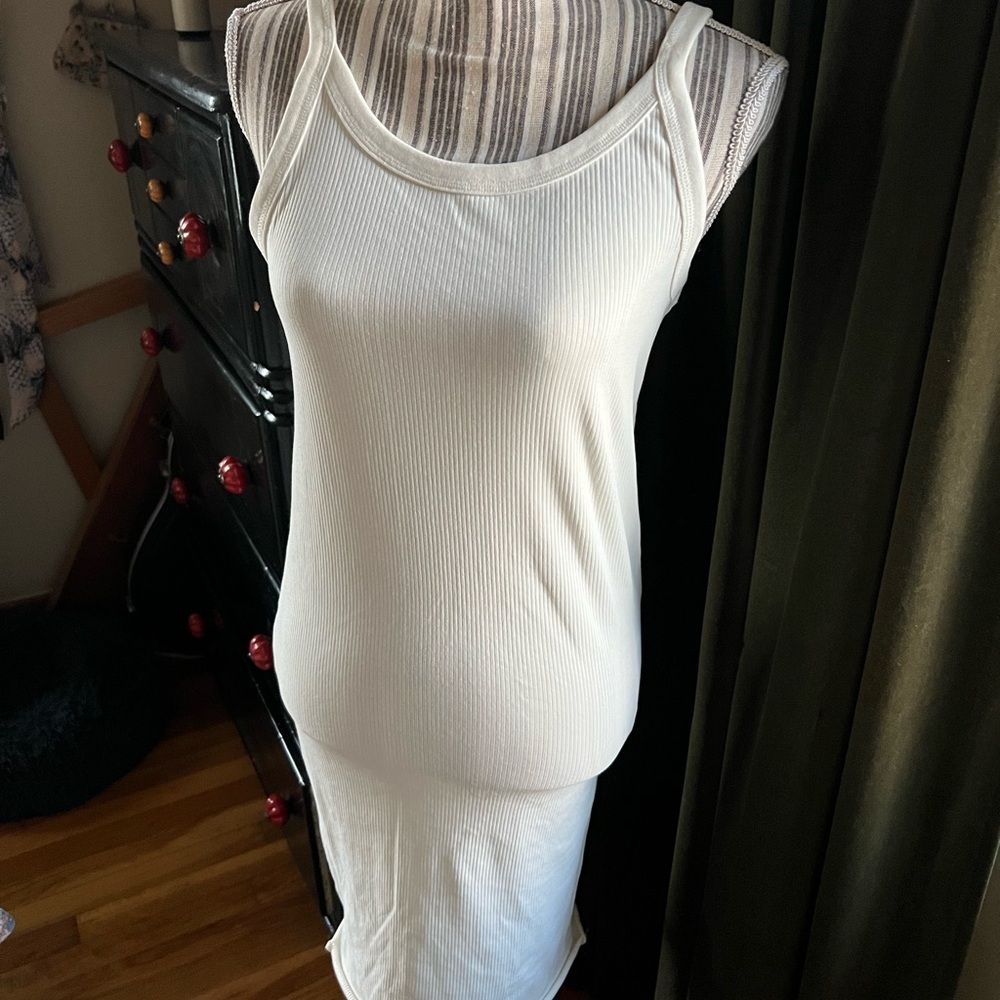 H&M Cream Ribbed Sleeveless tank top Body Con dress medium